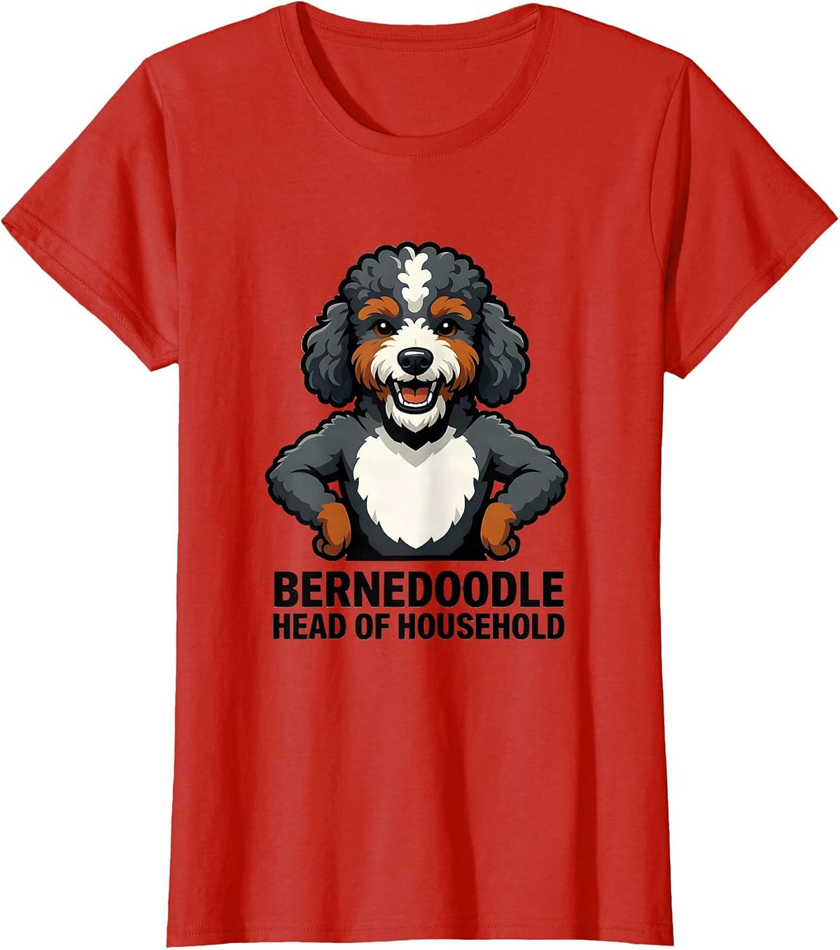 Women's Bernedoodle Head Of Household Funny Dog Lover Mascot T-Shirt - Red