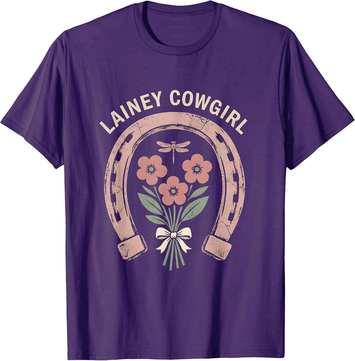 Men's Lainey Cowgirl Floral Boho Western Name Gift for Girls T-Shirt - Purple