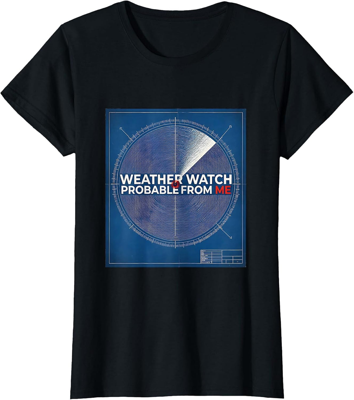 Women's Weather Watch Probable From Me Technical Blueprint T-Shirt - Black