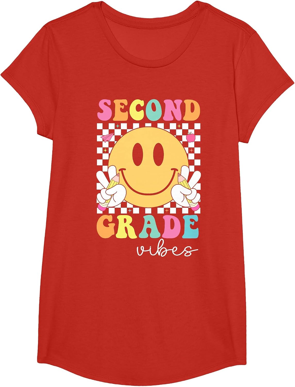 Second Grade Vibes 2nd Grade Team Retro 1st Day of School T-Shirt - Girls Red