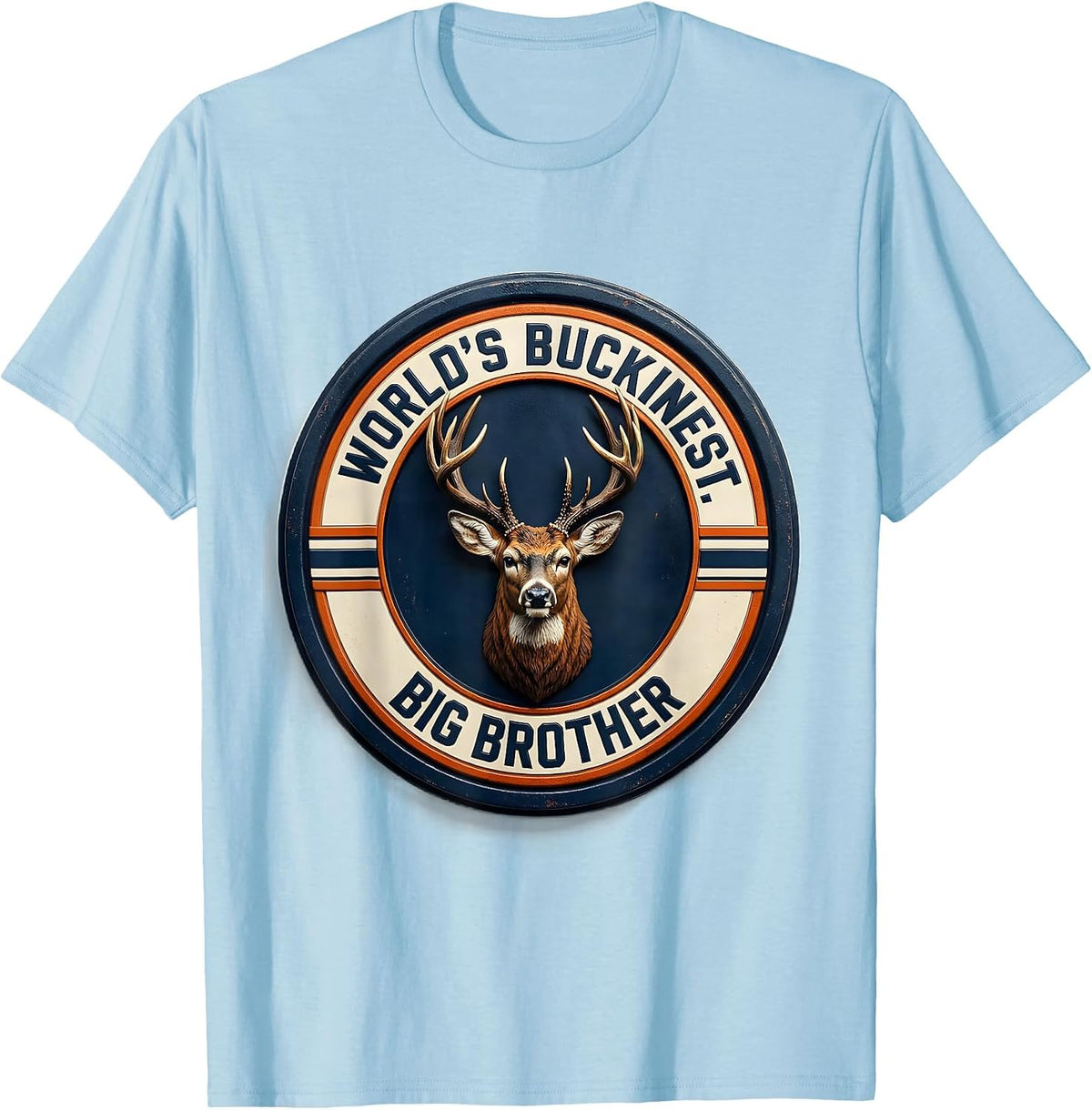 Men's World's Buckinest Big Brother Funny Deer Hunting Dad Joke T-Shirt - Baby Blue
