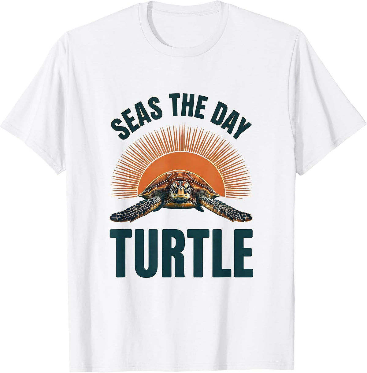 Men's Seas the Day Turtle Ocean Design T-Shirt - White
