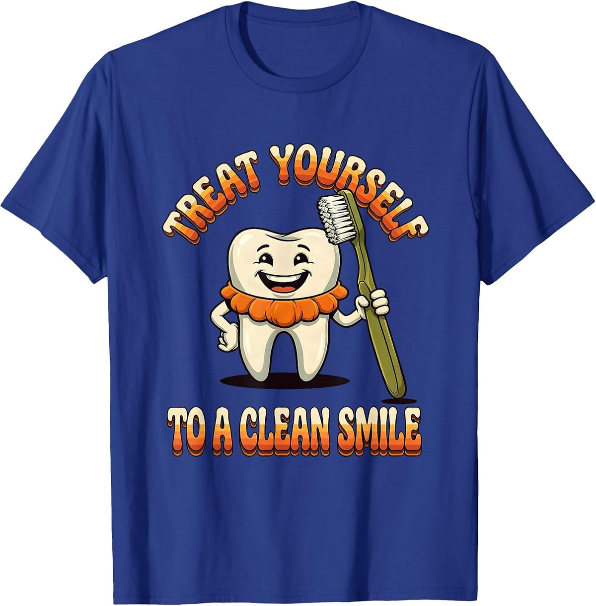 Treat Yourself To A Clean Smile Retro 70s Halloween Dentist T-Shirt - Royal Blue