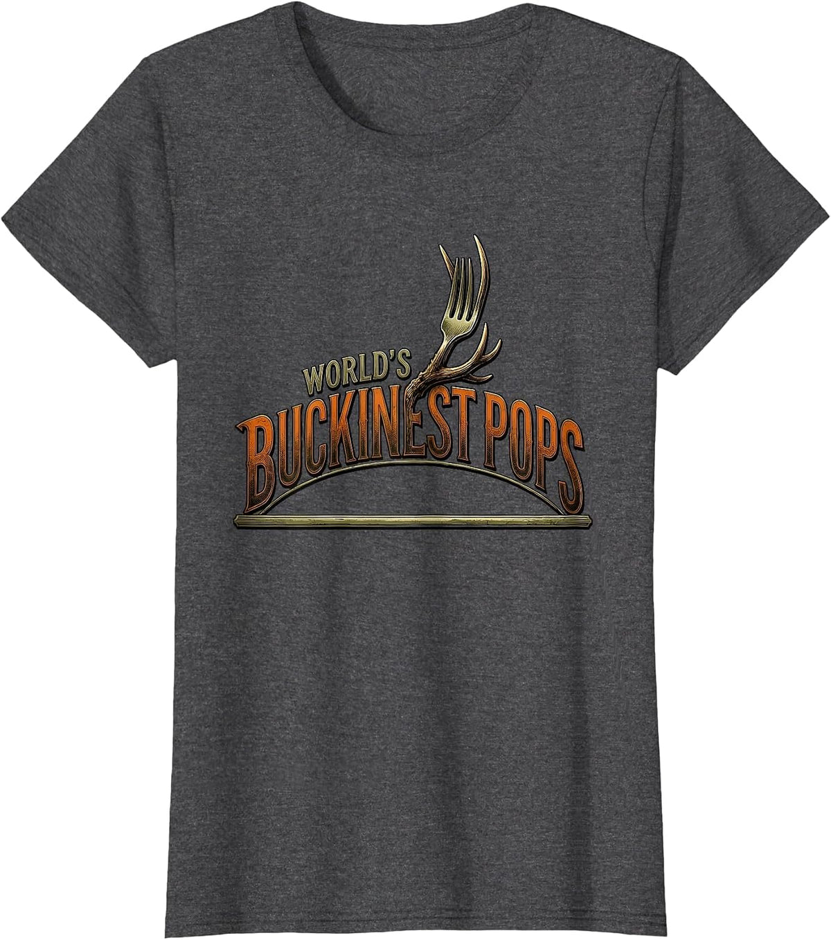 Women's World's Buckinest Pops Funny Deer Hunting Dad Joke Gift T-Shirt - Dark Heather Grey