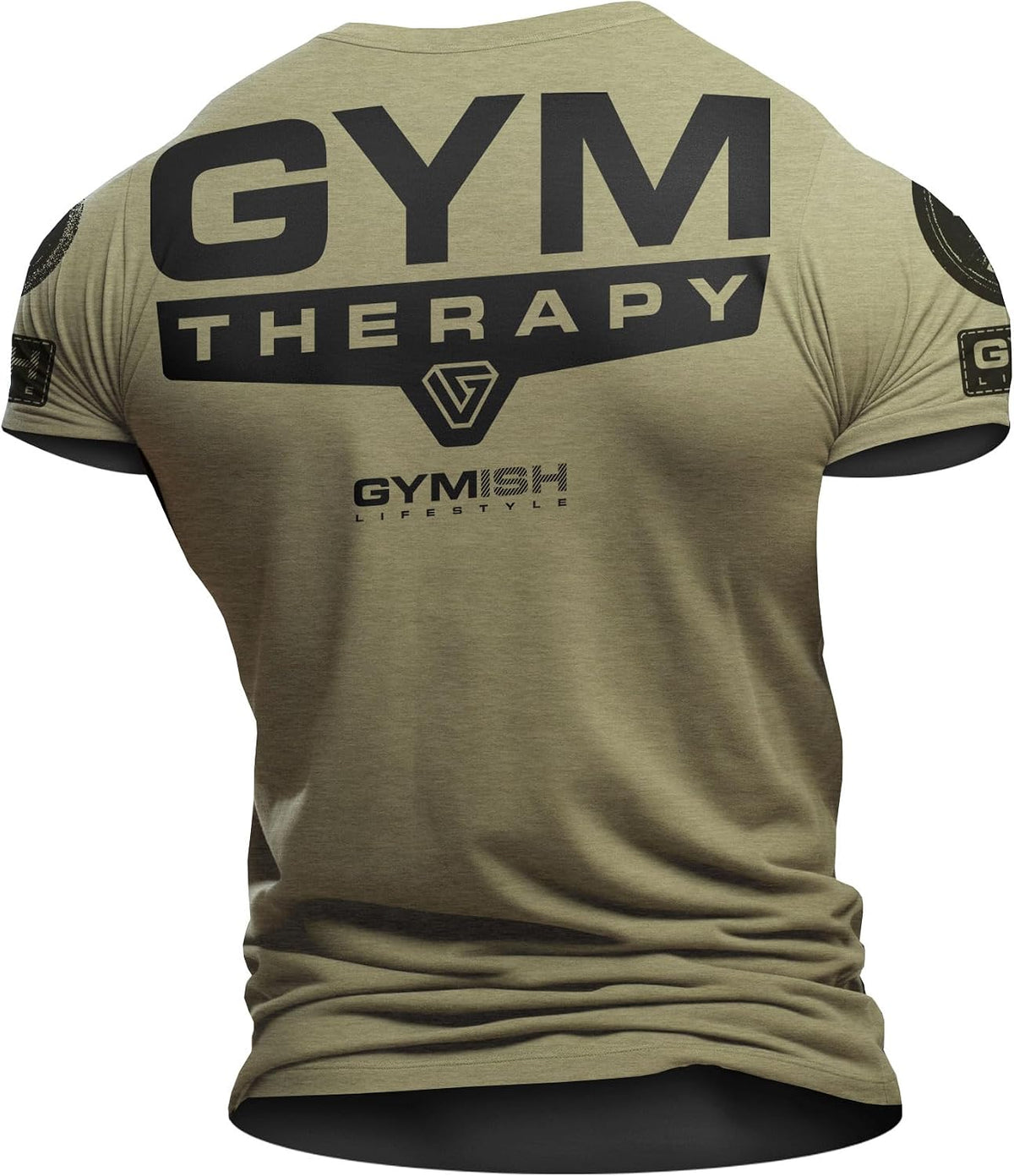 Gym Therapy Back Workout Motivational Lifting T-Shirt for Men Funny Gym Shirt - 01. Gymish Therapy Back Green Branded