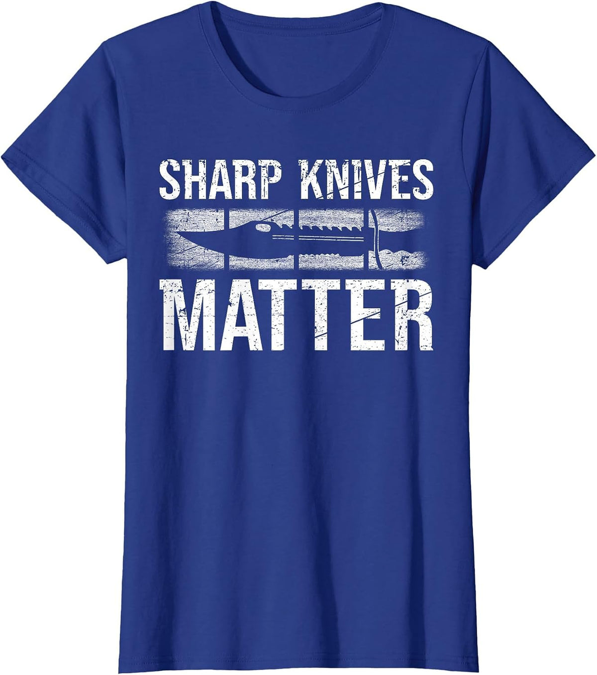 Sharp Knives Matter Outdoor Bushcraft T-Shirt - Royal Blue