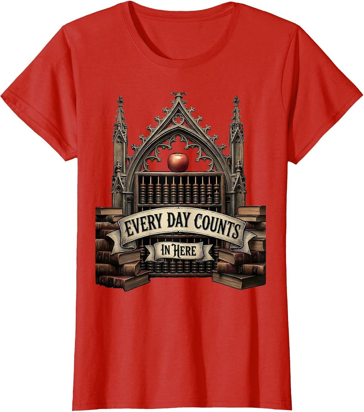 Every Day Counts In Here 2nd Grade Teacher Design T-Shirt - Red