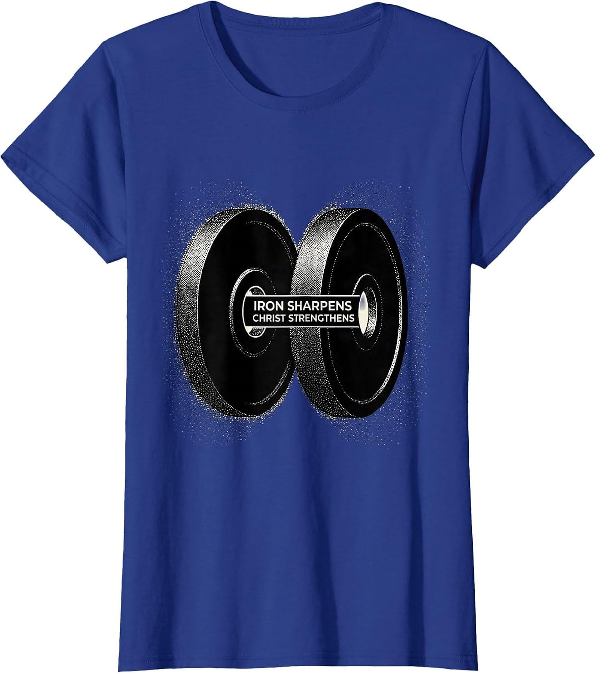 Women's Iron Sharpens, Christ Strengthens Faith-Based Gym Workout T-Shirt - Royal Blue
