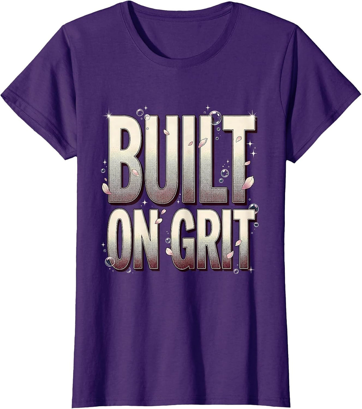 Women's Built on Grit American Pride Graphic Design T-Shirt - Purple