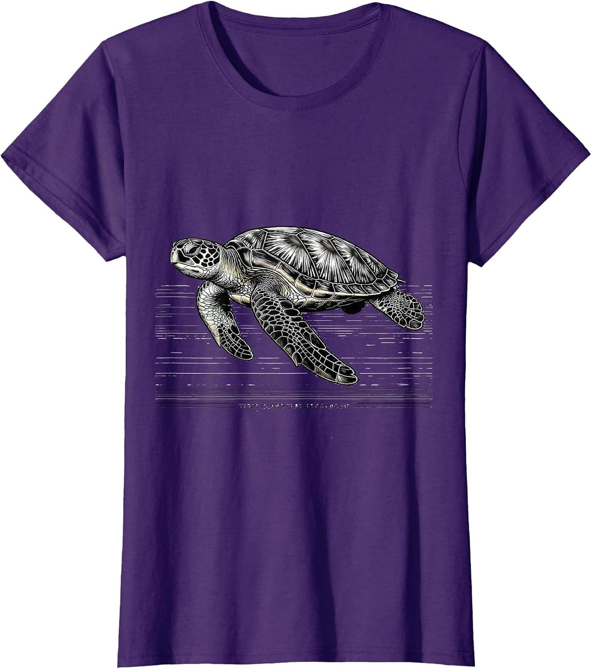 Women's Tybee Island Turtles Found Me Line Art Sea Turtle Lover T-Shirt - Purple