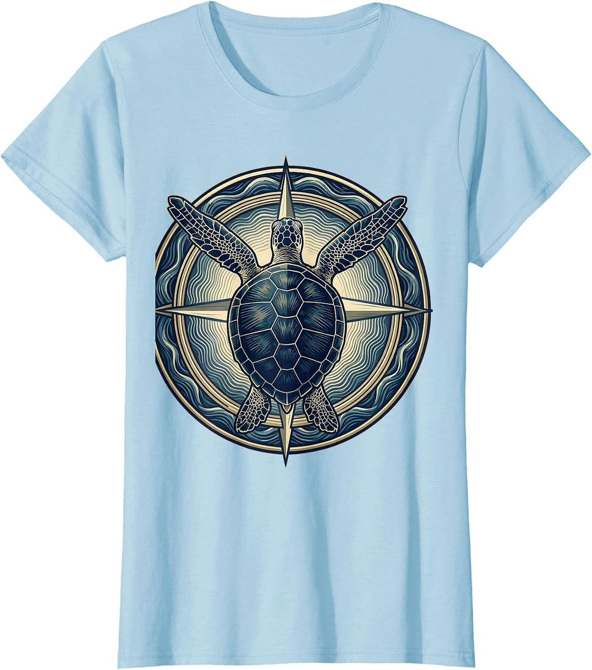 Sea Turtle Gliding Through the Open Ocean T-Shirt - Baby Blue