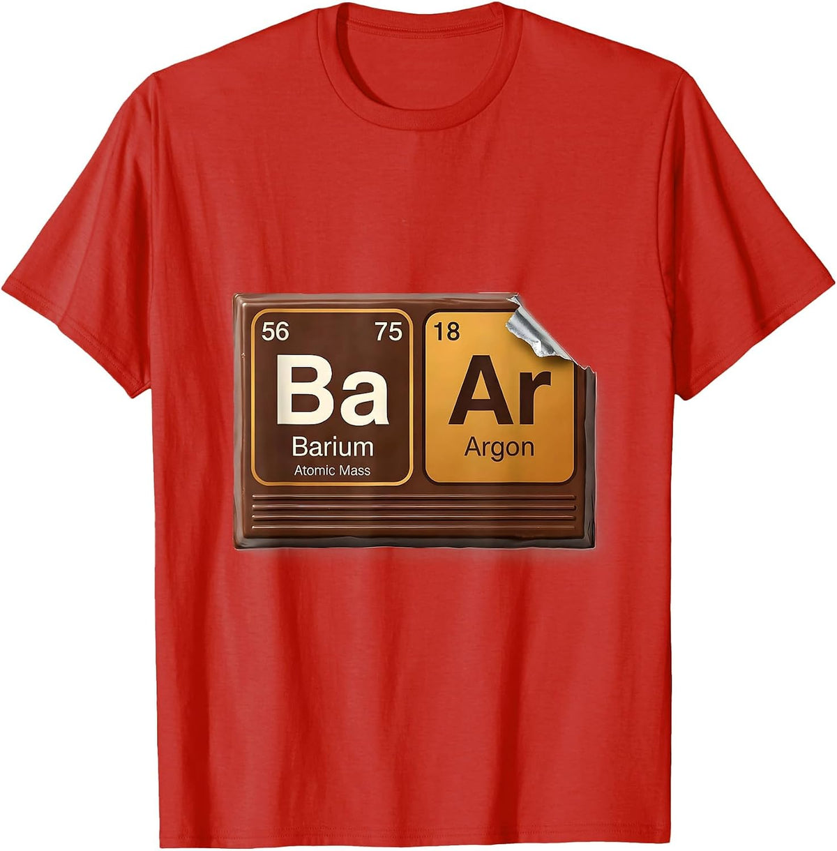 Men's BAr Funny Periodic Table Chemistry Pun Science Geek T-Shirt - Red