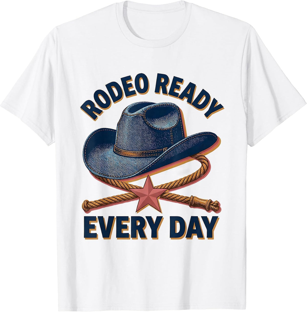 Men's Denim Cowgirl Rodeo Ready Every Day Design T-Shirt - White