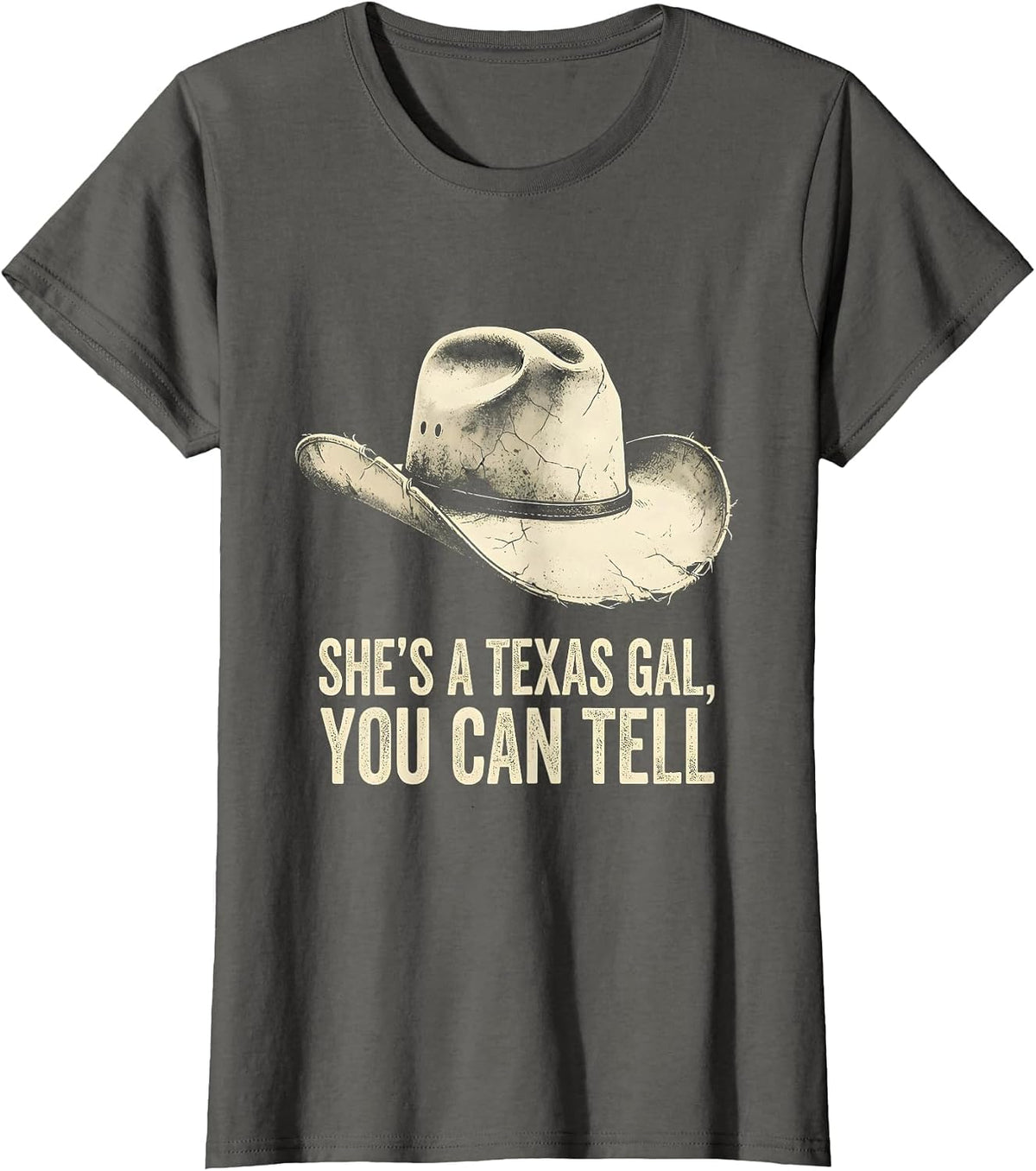 Women's She's A Texas Gal, You Can Tell Boho Western Cowgirl Pride T-Shirt - Asphalt Grey