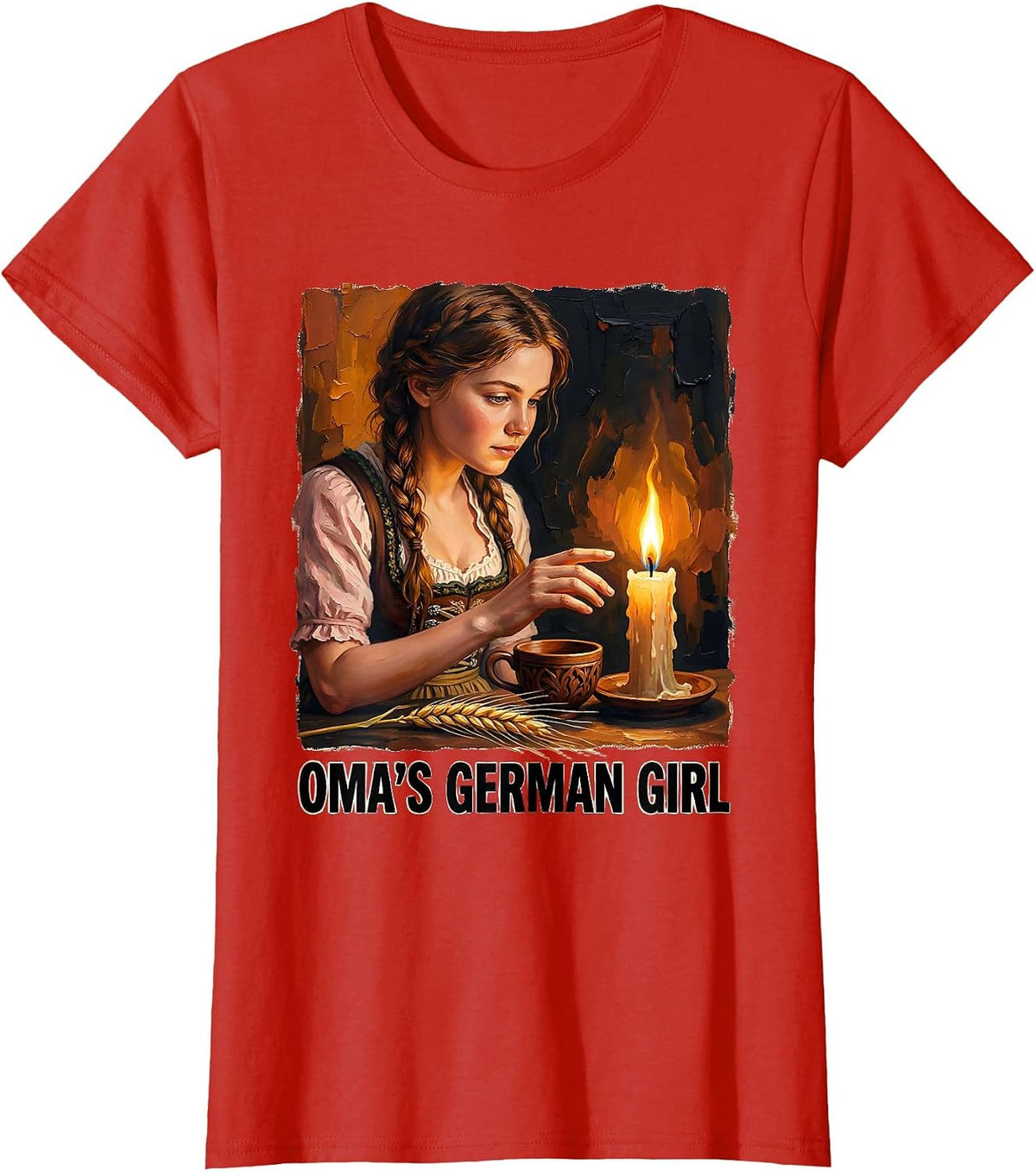 Women's OMA'S GERMAN GIRL Traditional Heritage Pride German Culture T-Shirt - Red