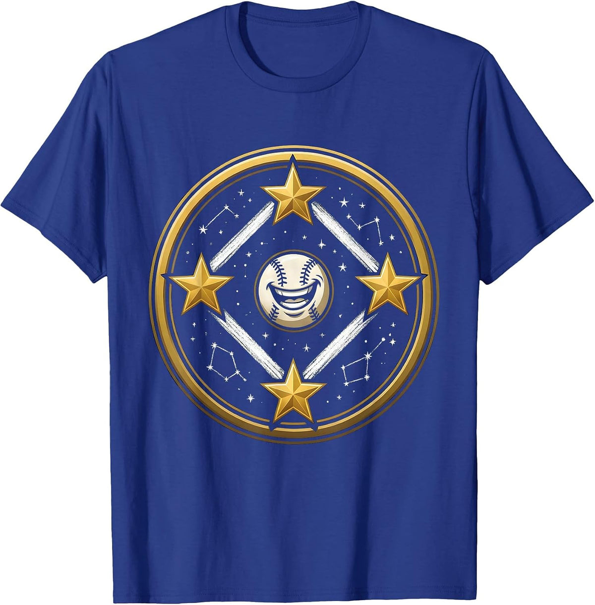 Baseball Diamond Constellation Star Map Design T-Shirt - Royal Blue