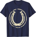 Wildflower Horseshoe Western Boho Graphic T-Shirt - Navy Blue