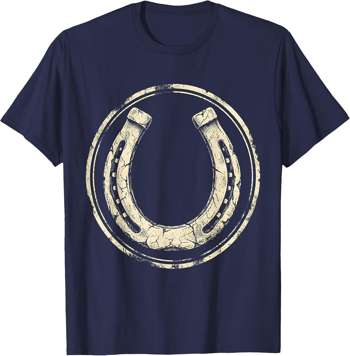 Wildflower Horseshoe Western Boho Graphic T-Shirt - Navy Blue