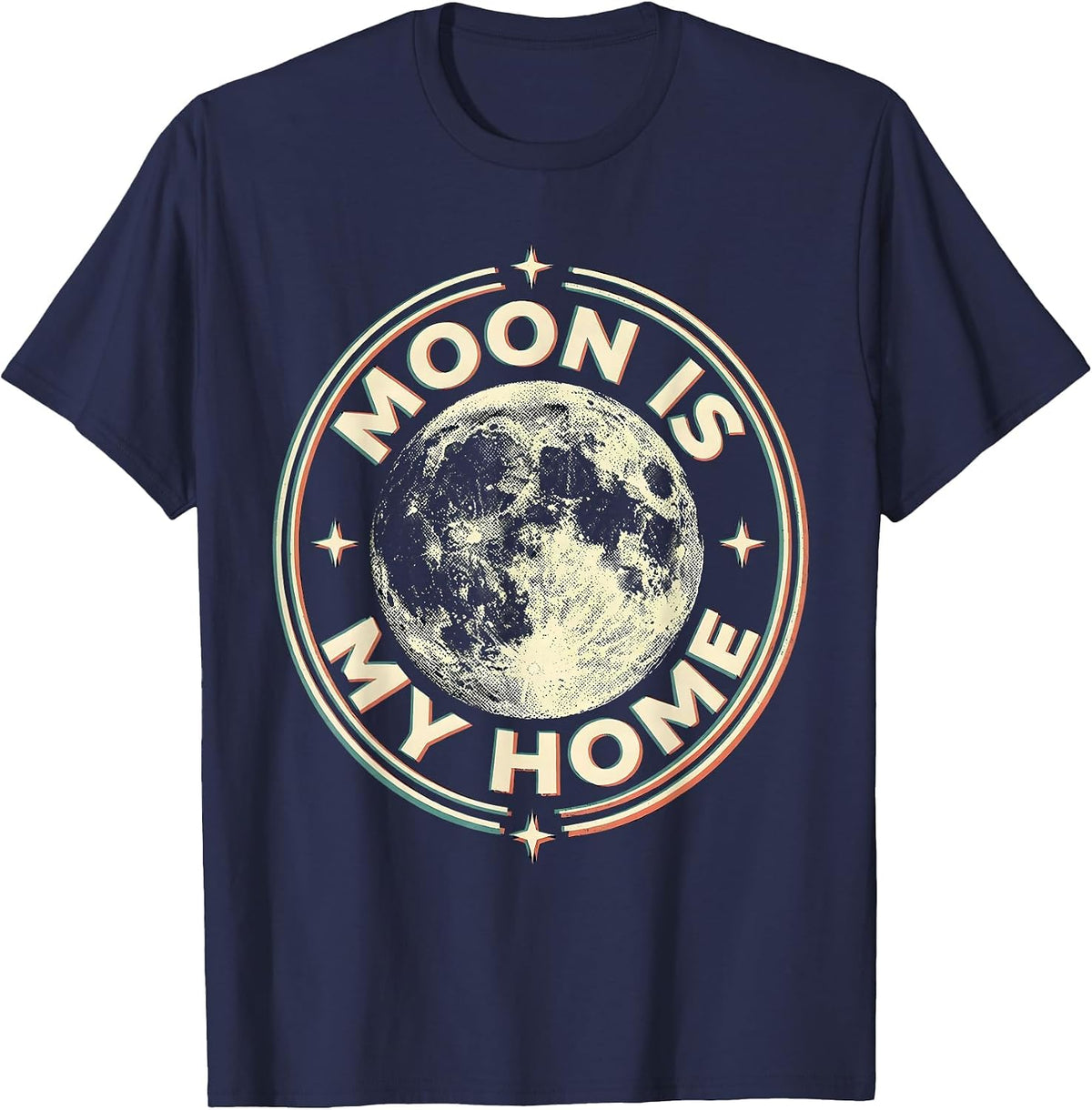 Men's Moon Is My Home Celestial Space Design T-Shirt - Navy Blue