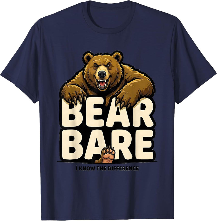 Bear Bare I Know The Difference Funny Grammar Teacher T-Shirt - Navy Blue