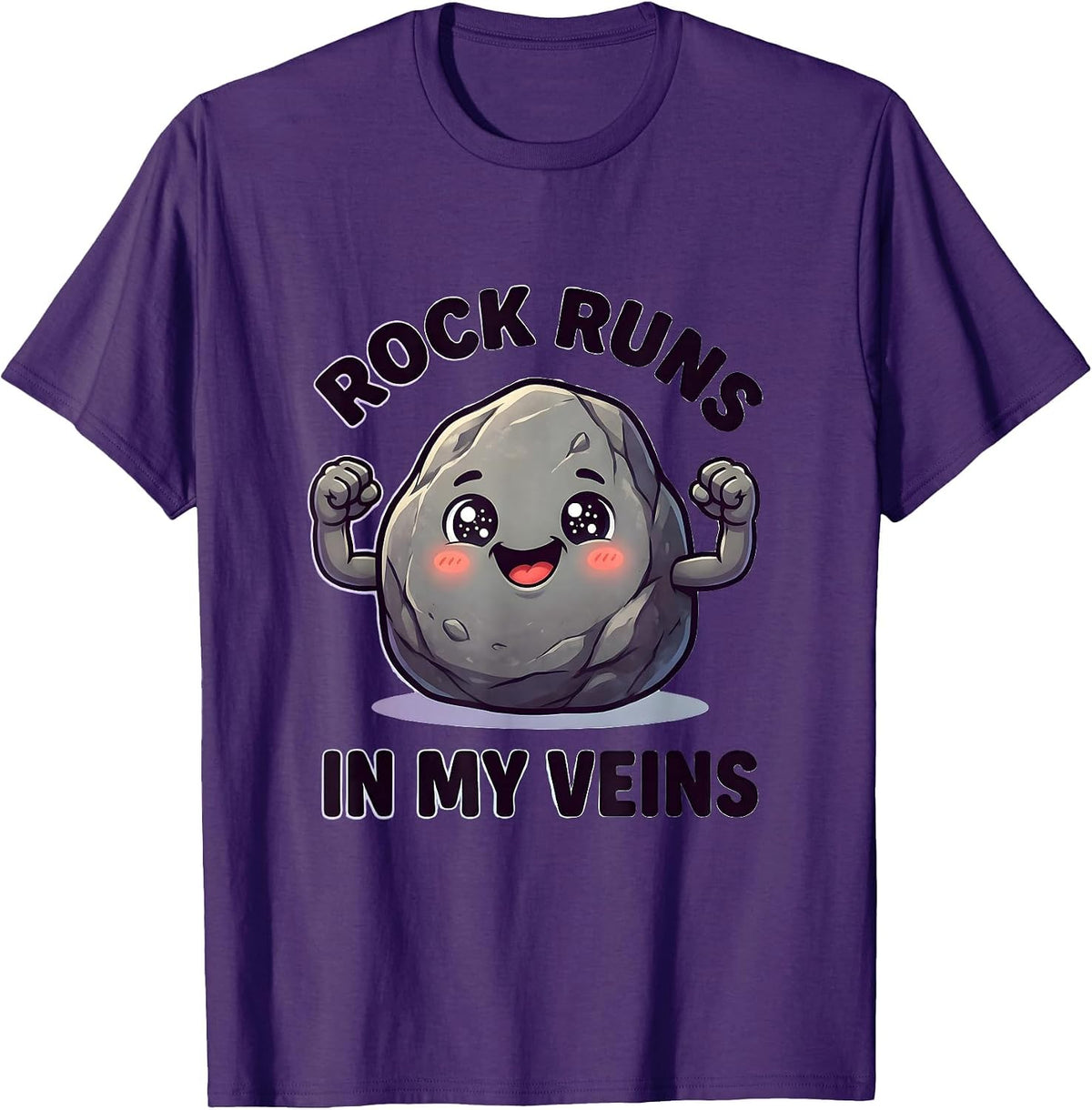 Rock Runs In My Veins Music Lover Design T-Shirt - Purple