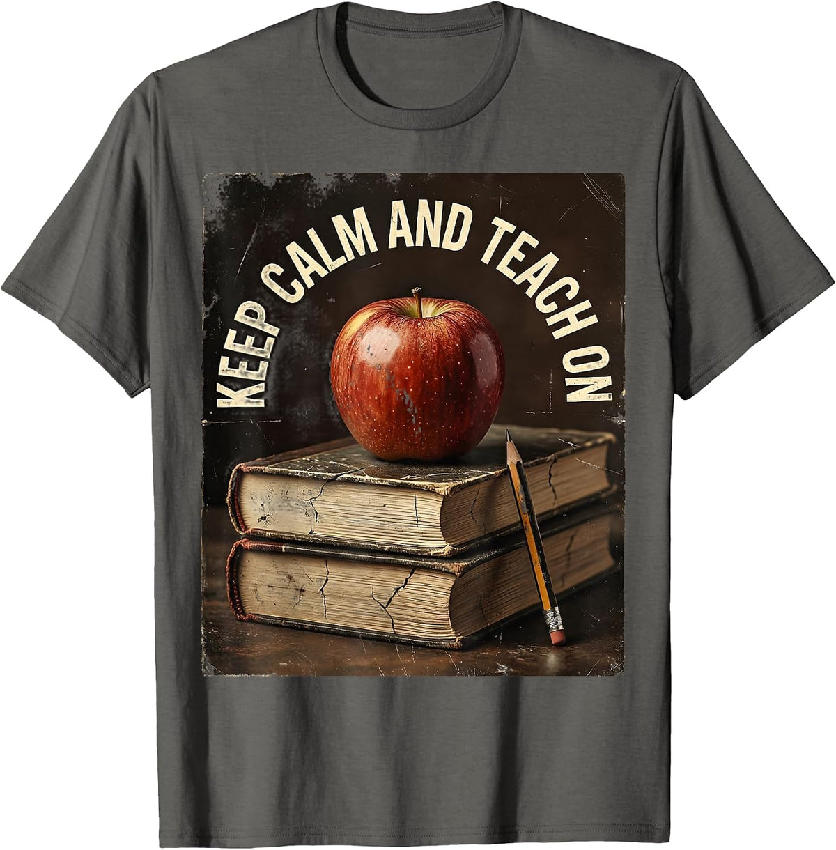 Keep Calm and Teach On Second Grade Teacher T-Shirt - Asphalt Grey