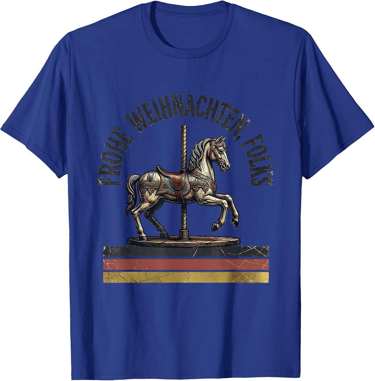 Men's Frohe Weihnachten, Folks Distressed German Heritage Humor T-Shirt - Royal Blue
