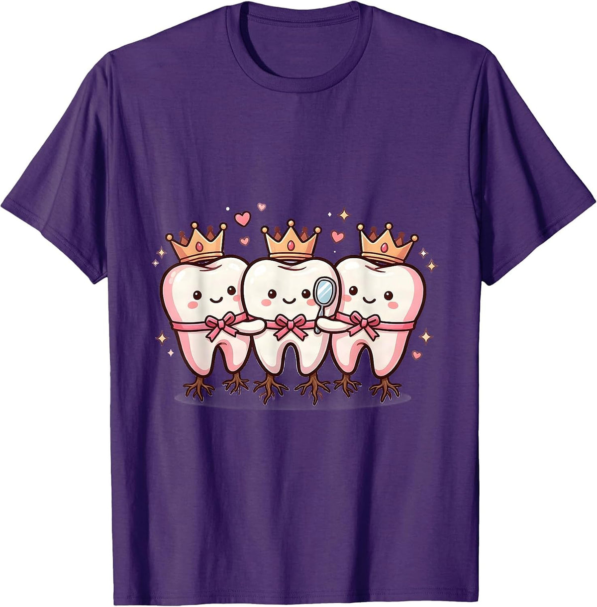 Cute Tooth Mascots Dental Breast Cancer Awareness October T-Shirt - Purple