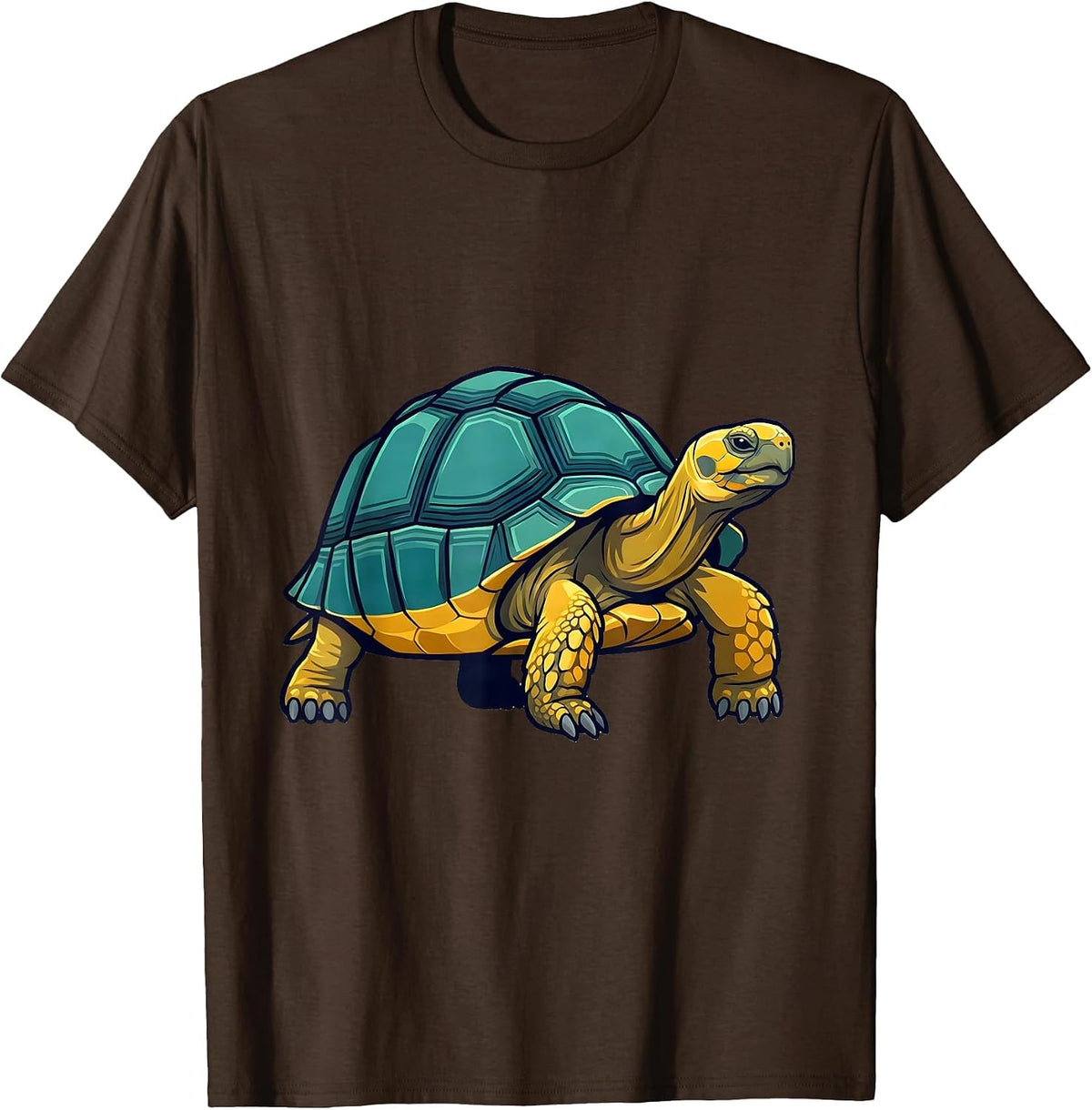 Men's Tortoise Frozen Step Flat Vector Reptile Lover Gift T-Shirt - Brown