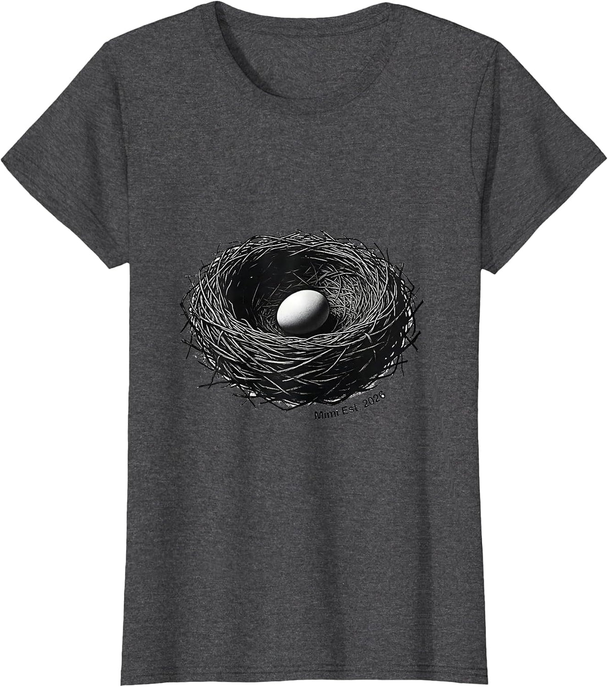 Women's Mimi Est 2026 Funny First Time Grandma Grandmother Spoiling T-Shirt - Dark Heather Grey