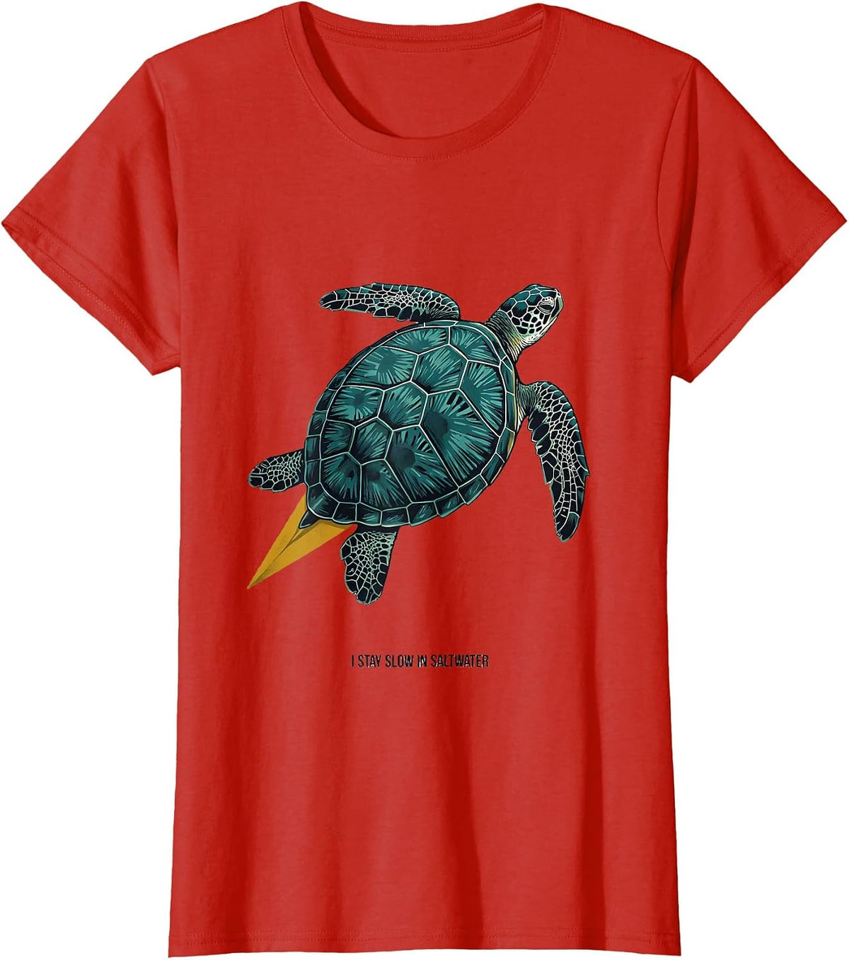 I Stay Slow In Saltwater Midcentury Modern Sea Turtle Lover T-Shirt - Red
