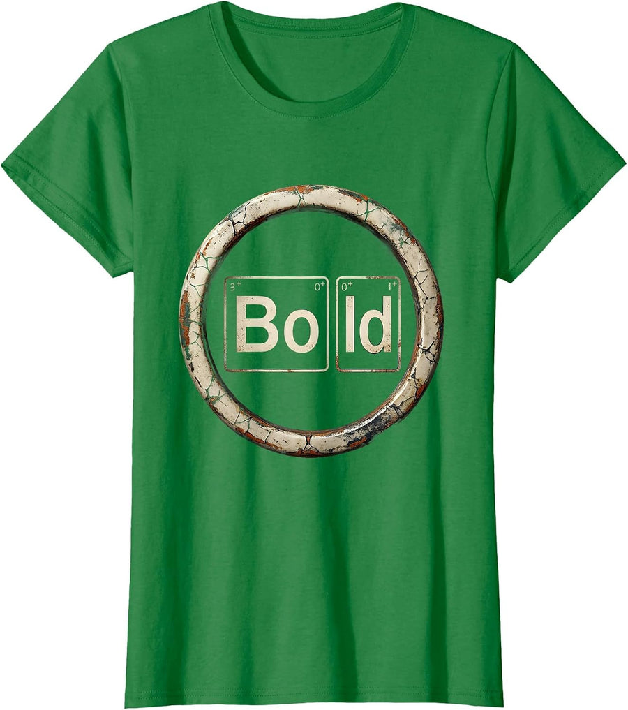 Women's BOld Distressed Science Nerd Periodic Table Pun Humor T-Shirt - Kelly Green