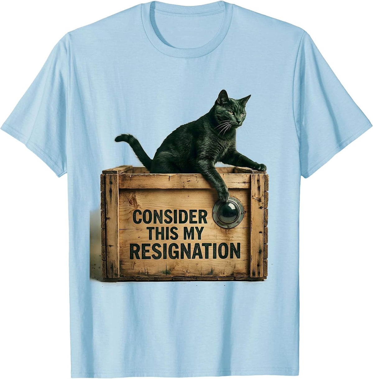 Men's Consider This My Resignation Vintage Science Cat Humor T-Shirt - Baby Blue