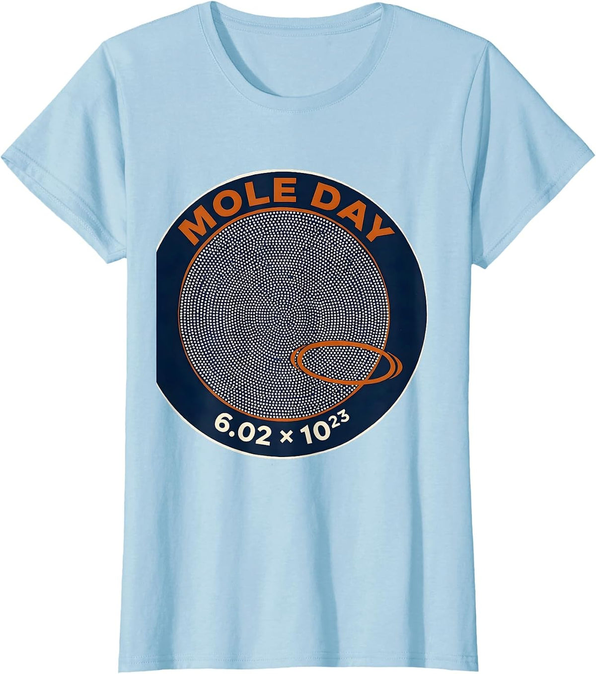 Women's Sealed Dot Badge Screenprint Chemistry Teacher Mole Day T-Shirt - Baby Blue