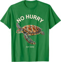 Men's No Hurry Out Here Disrupted Stripe Sea Turtle Tropical T-Shirt - Kelly Green