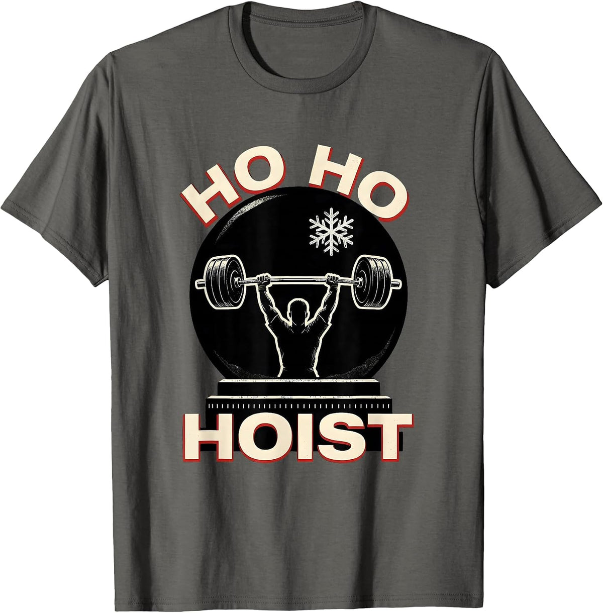 Men's Ho Ho Hoist Funny Christmas Gym Bodybuilding Weightlifting T-Shirt - Asphalt Grey