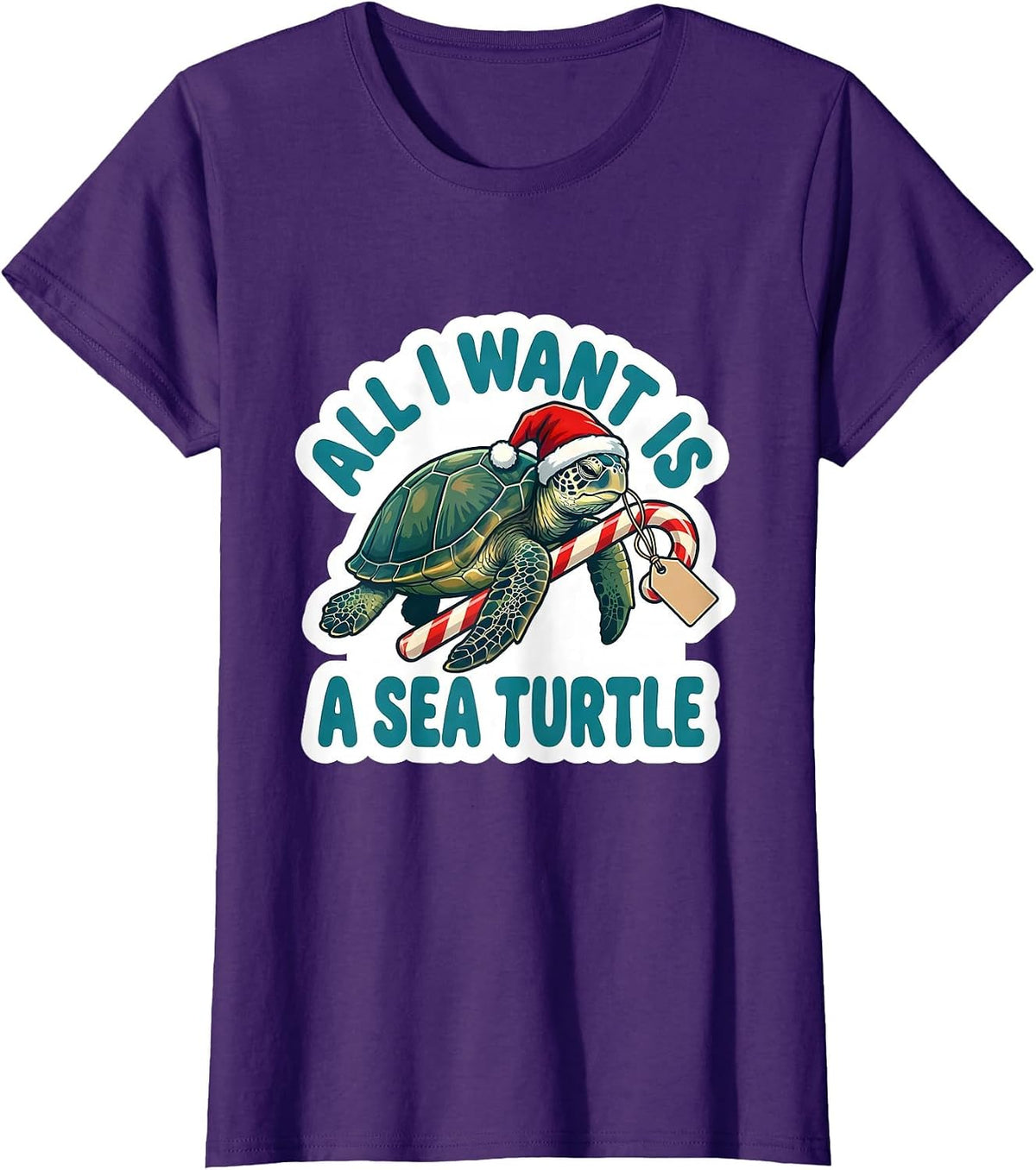 Women's All I Want Is A Sea Turtle Funny Sea Turtle Lover Christmas T-Shirt - Purple