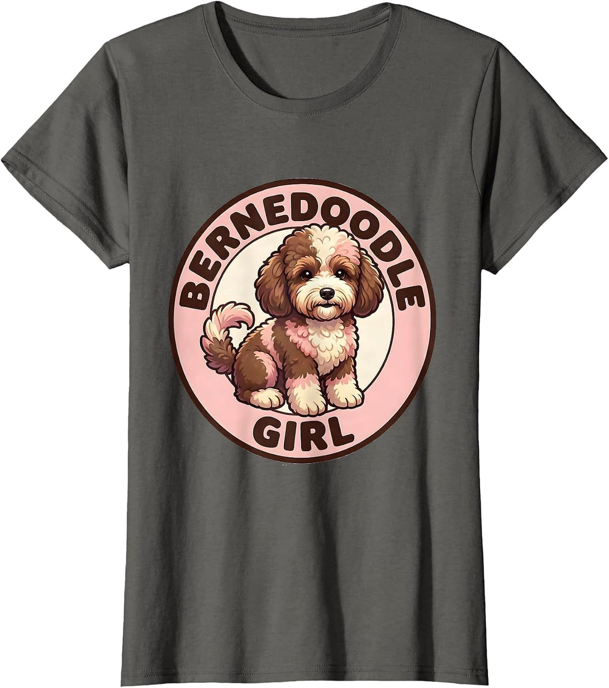 Women's Bernedoodle Girl Cute Kawaii Dog Lover Breed Pride T-Shirt - Asphalt Grey