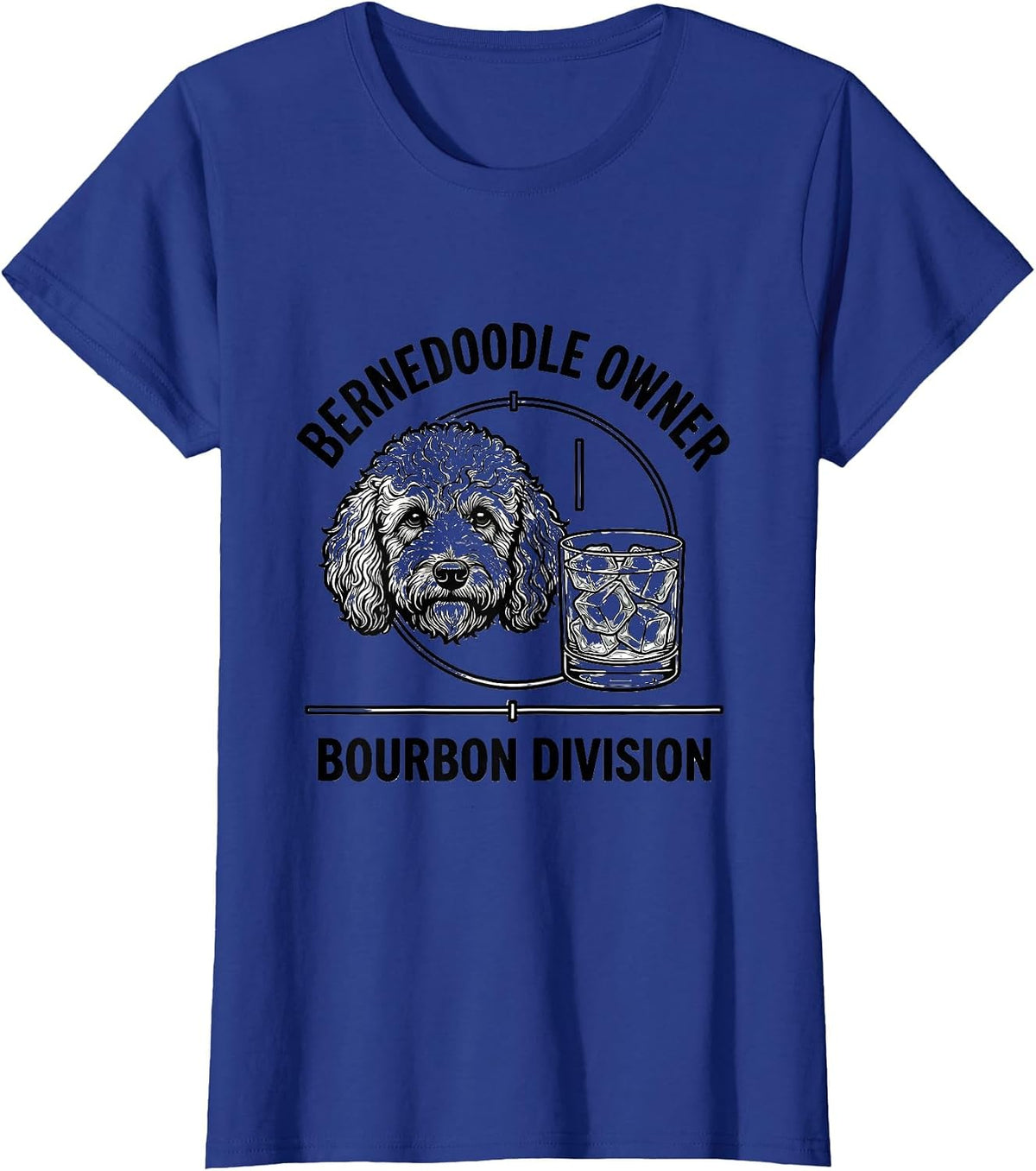 Women's Bernedoodle Owner Bourbon Division Funny Dog Lover Coffee T-Shirt - Royal Blue