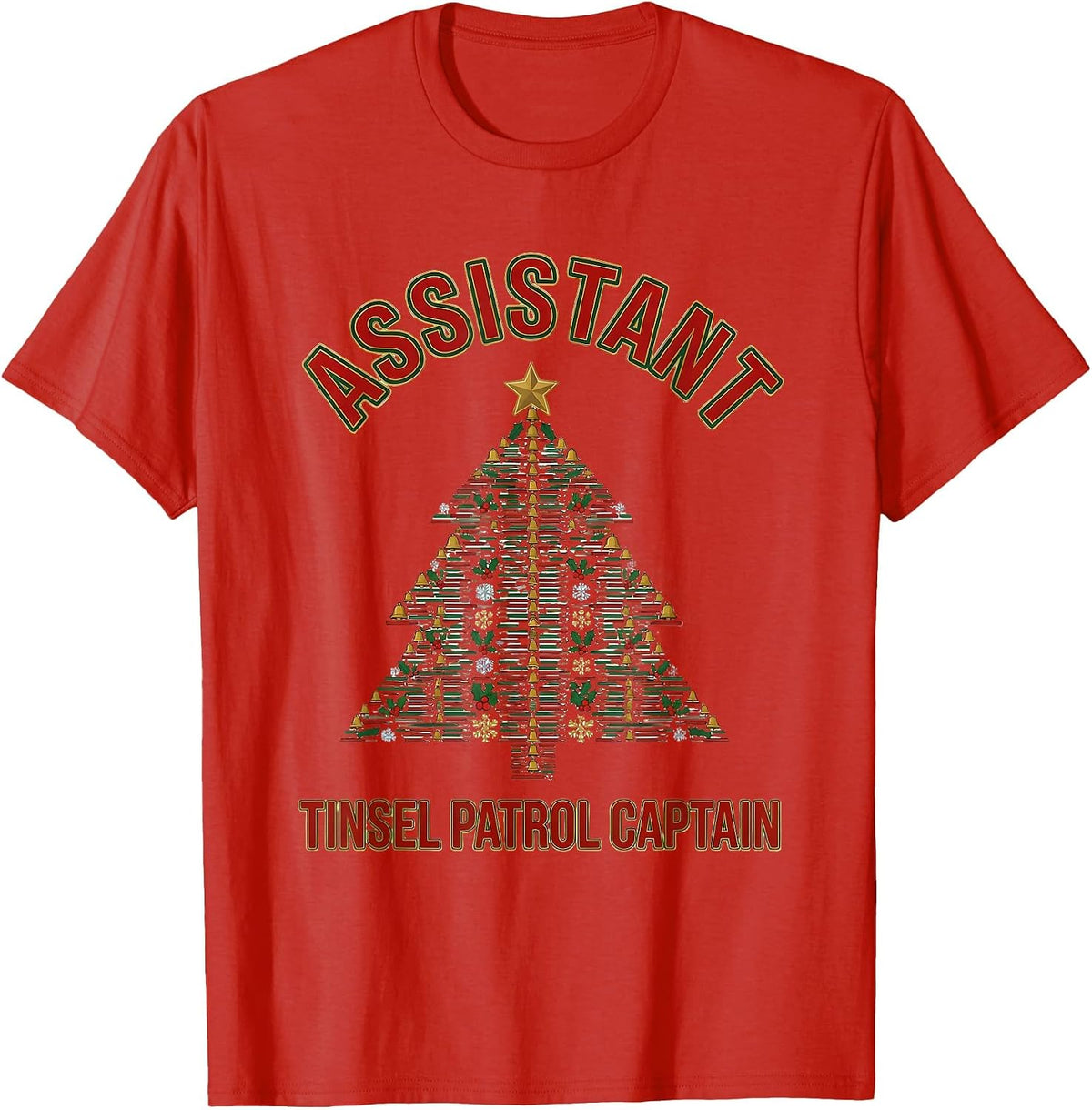 Men's Assistant Tinsel Patrol Captain Funny Dental Assistant T-Shirt - Red