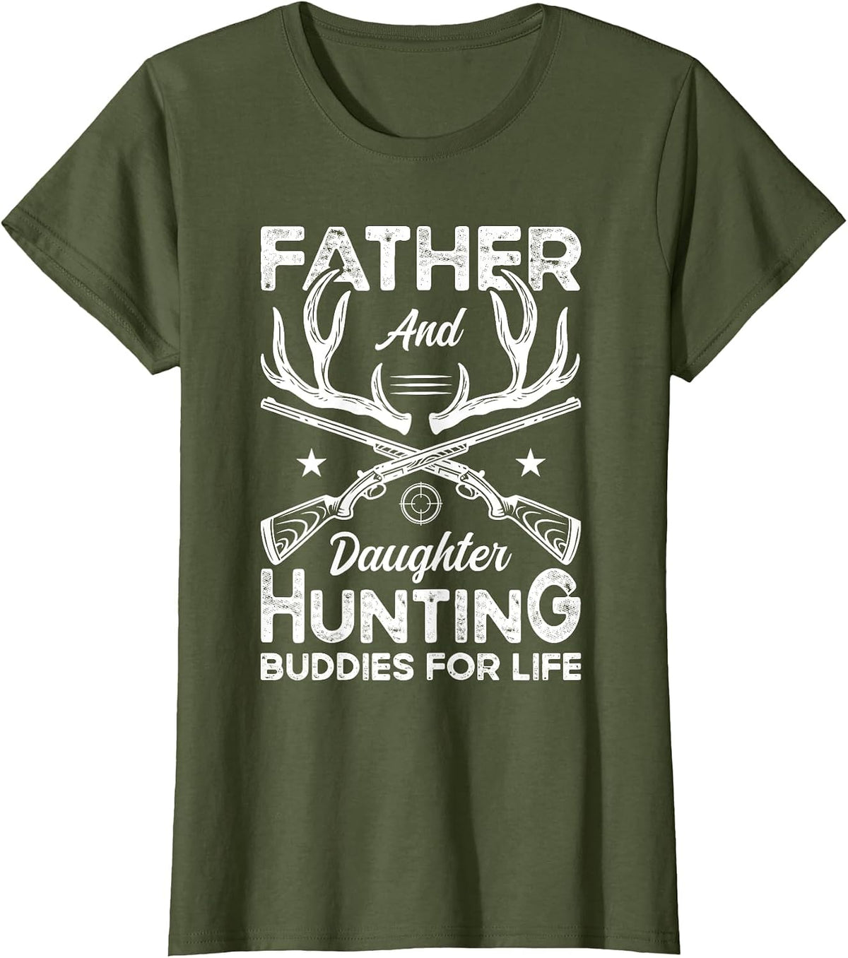 Father and Daughter Hunting Partners for Life Deer Hunting T-Shirt - Olive Green