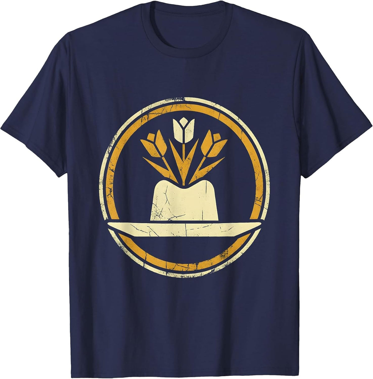 Cowgirl Hat Wildflowers Western Boho Floral Design T-Shirt - Navy Blue