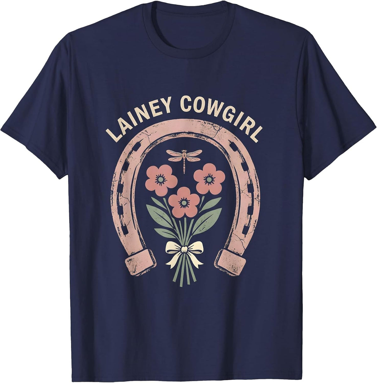 Men's Lainey Cowgirl Floral Boho Western Name Gift for Girls T-Shirt - Navy Blue