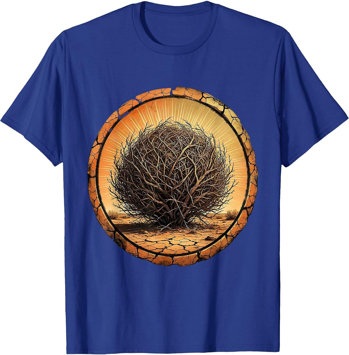 Tumbleweed Cracked Earth Western Desert Graphic T-Shirt - Royal Blue