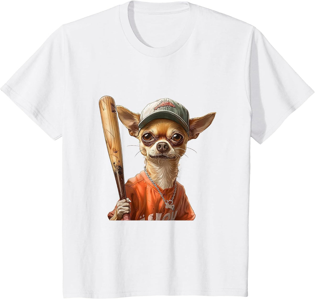 Chihuahua Dog Baseball Cap Sports Team Animal T-Shirt - White