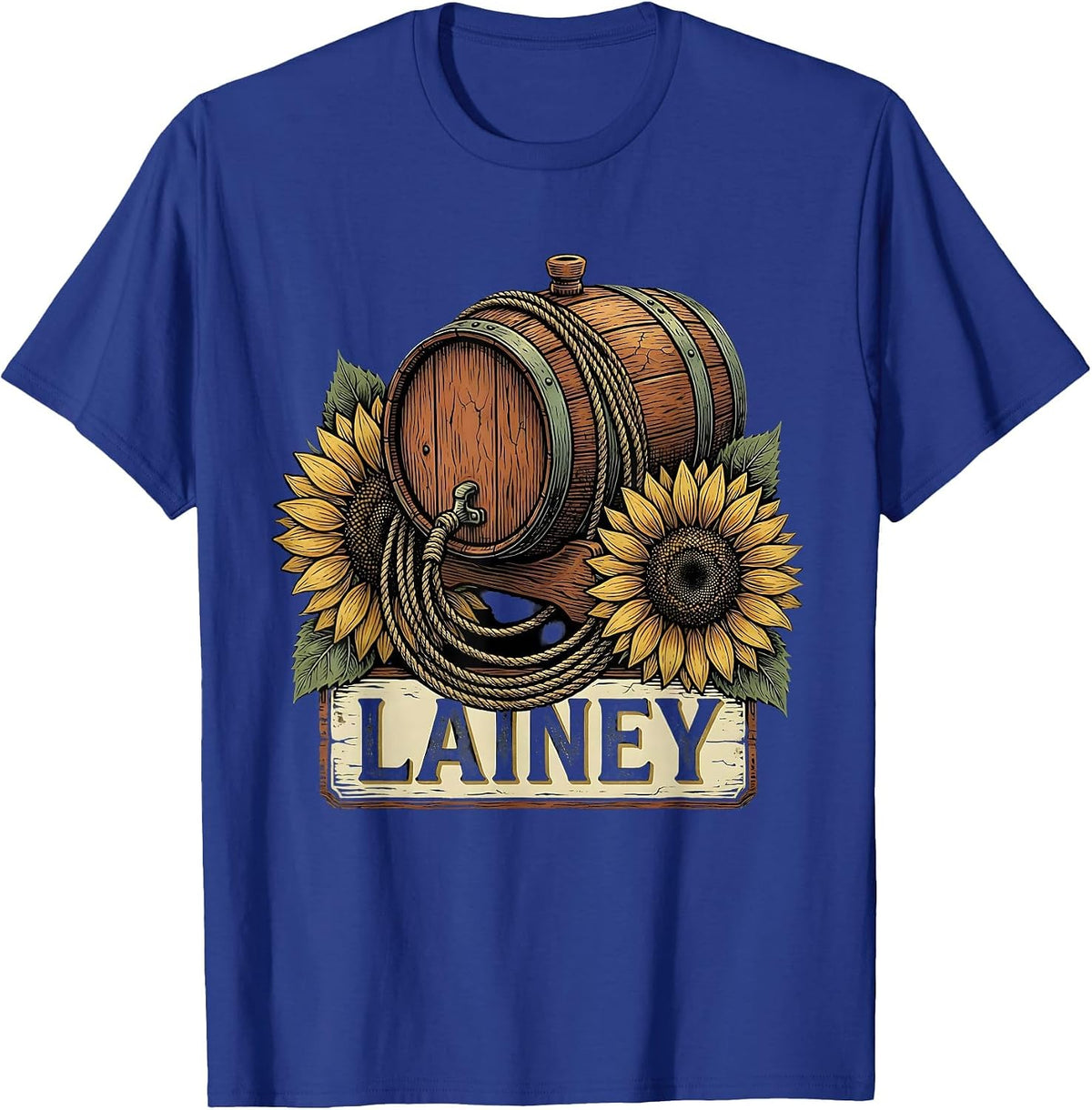 Lainey Boho Folk Floral Western Cowgirl Personalized Name T-Shirt - Royal Blue