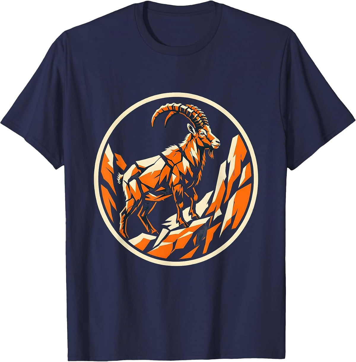 Mountain Goat Camo Rocky Cliff Nature Wildlife T-Shirt - Navy Blue