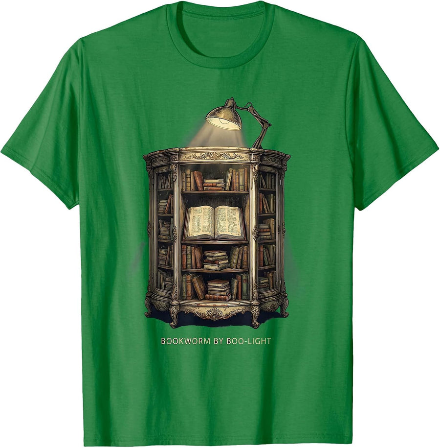 Men's Bookworm By Boo-light Vintage Ghost Reading Book Lover T-Shirt - Kelly Green
