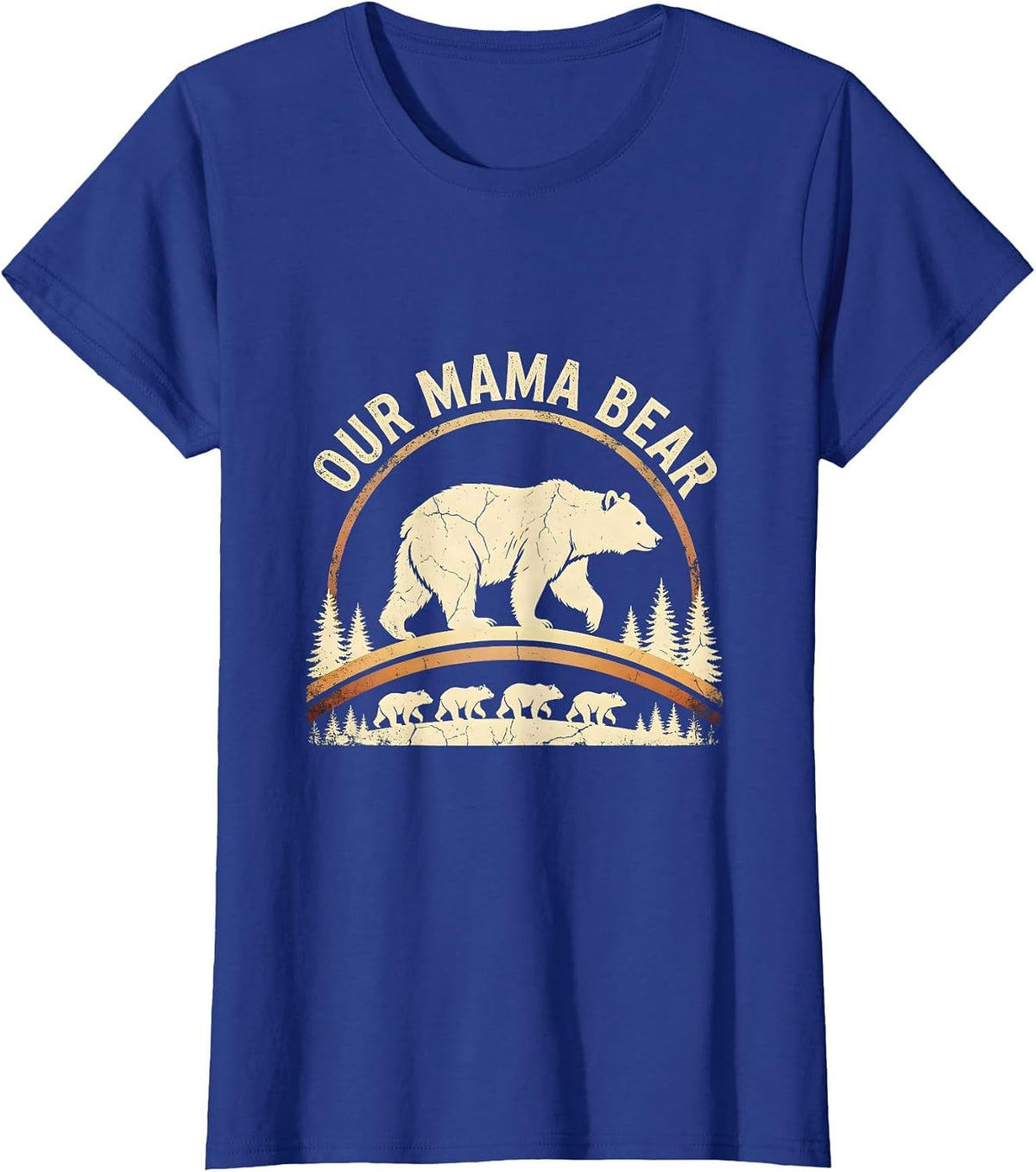 Women's Our Mama Bear Boho Western Mama Cub Matching Family T-Shirt - Royal Blue