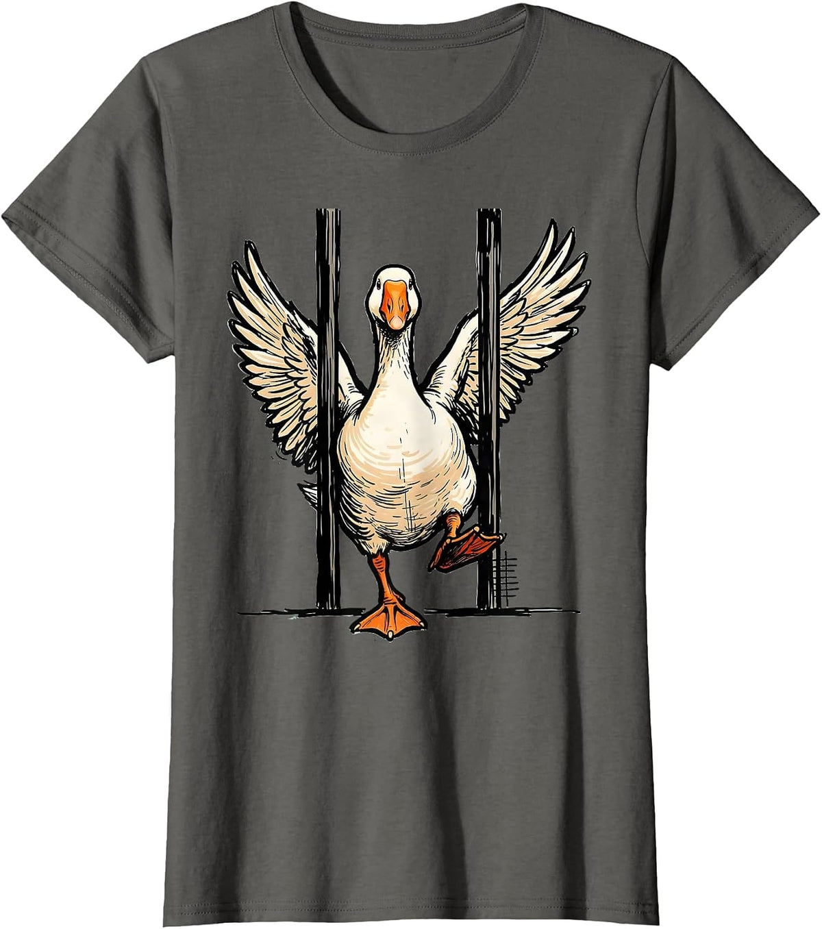 Women's Silly Goose Meme Funny Goose Jailbird Prison Humor T-Shirt - Asphalt Grey